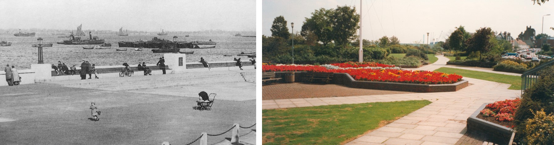 Photos of the Riverside Gardens in the 1940s and 1980s