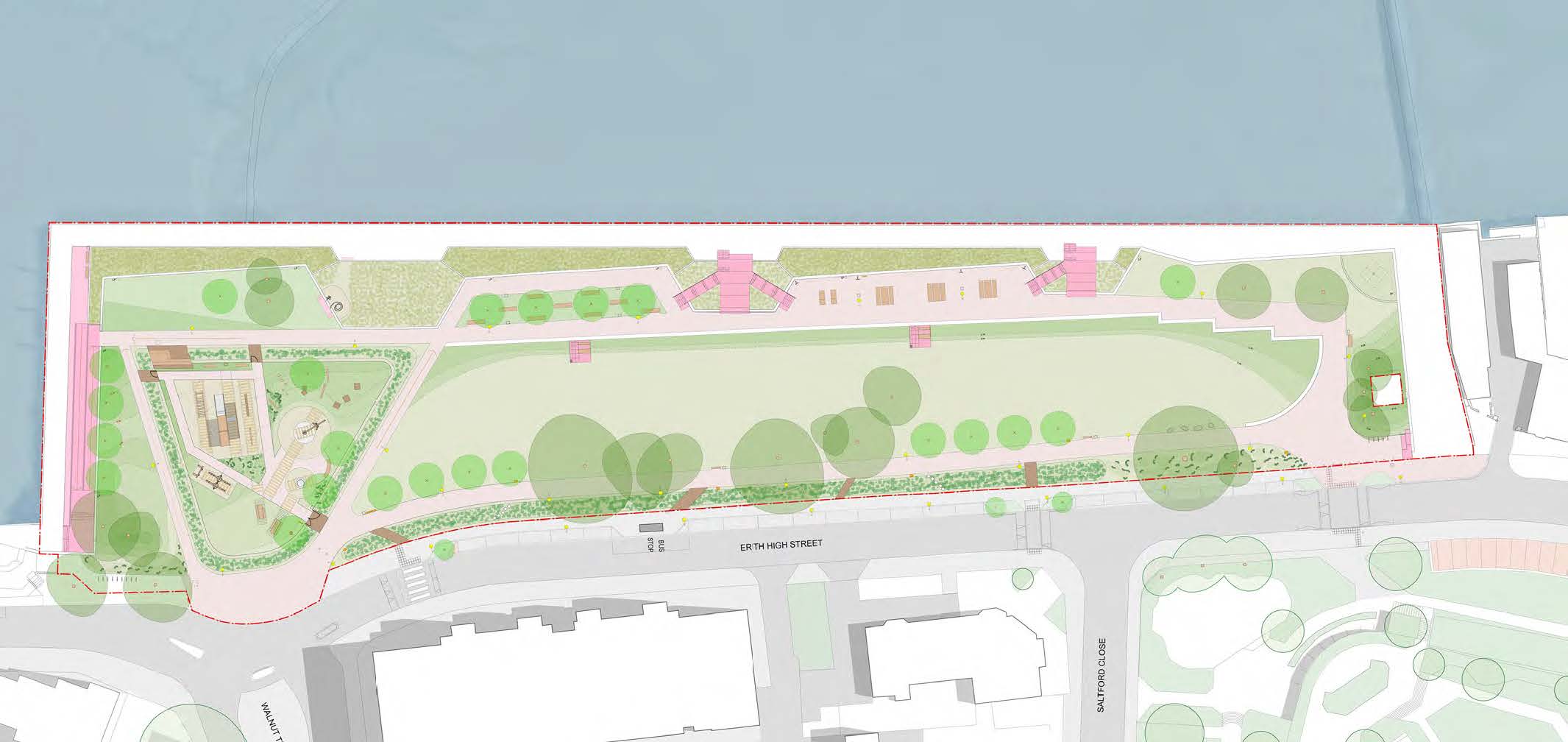 Proposed landscape plan of Riverside Gardens